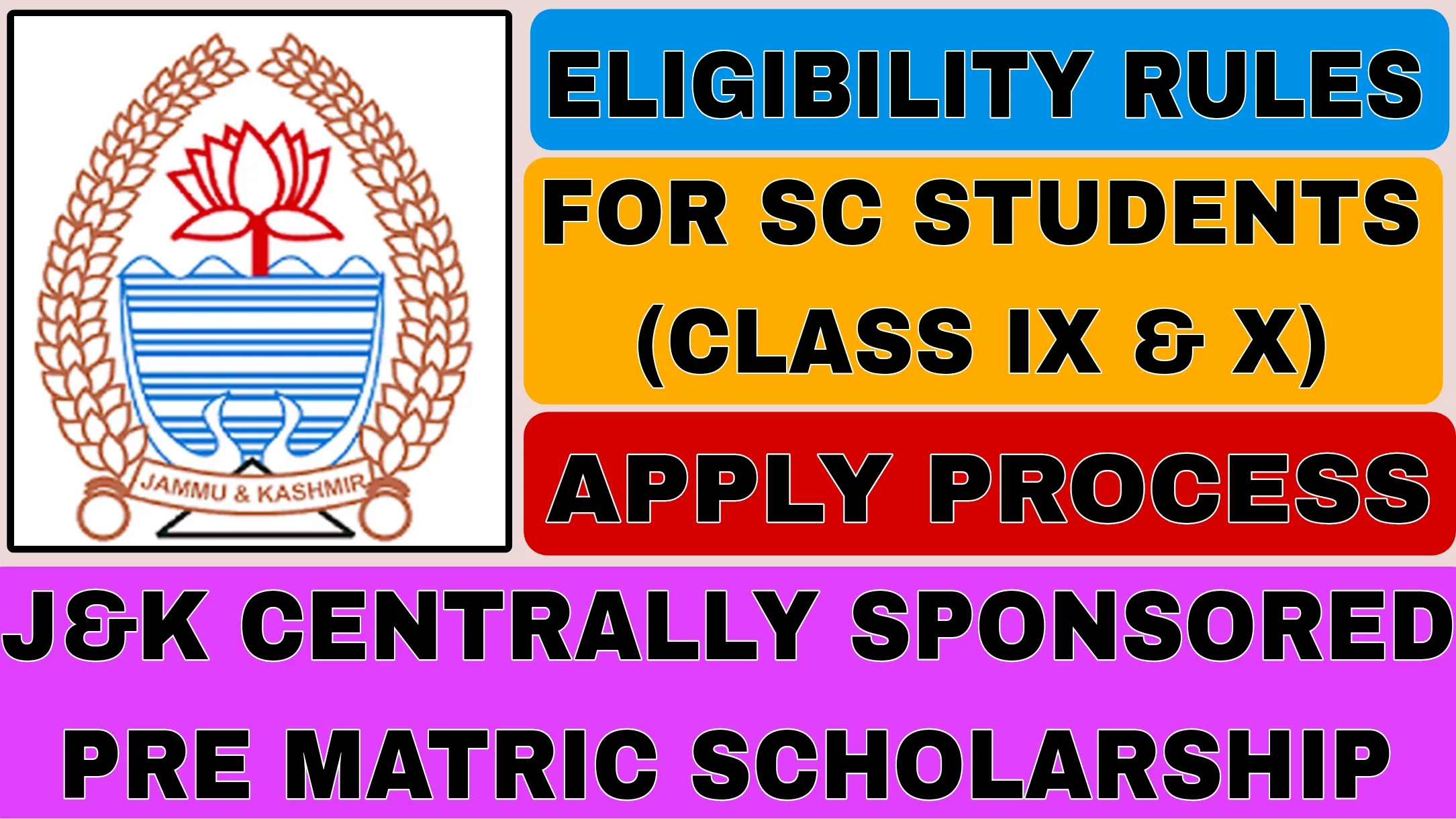 J&K Centrally Sponsored Pre Matric Scholarship