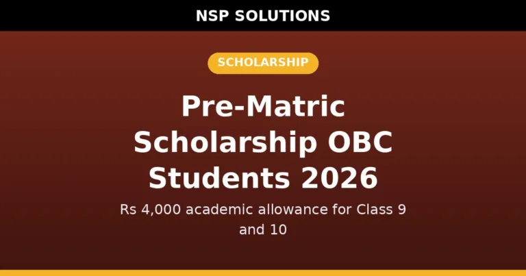 Pre-Matric Scholarship for OBC Students 2026