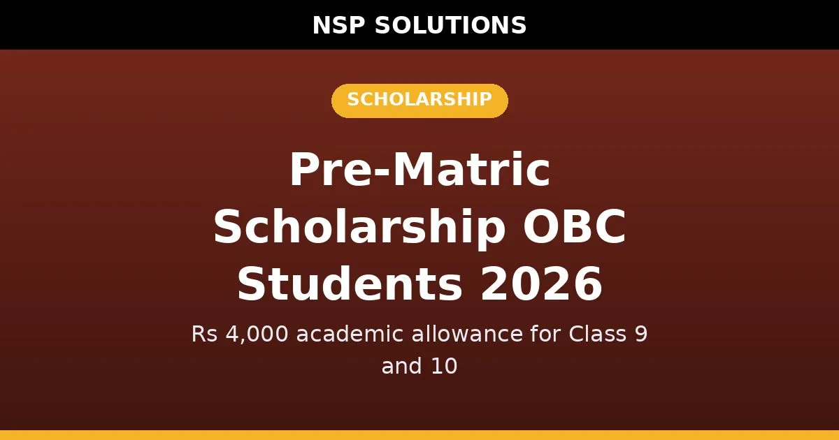 Pre-Matric Scholarship for OBC Students 2026